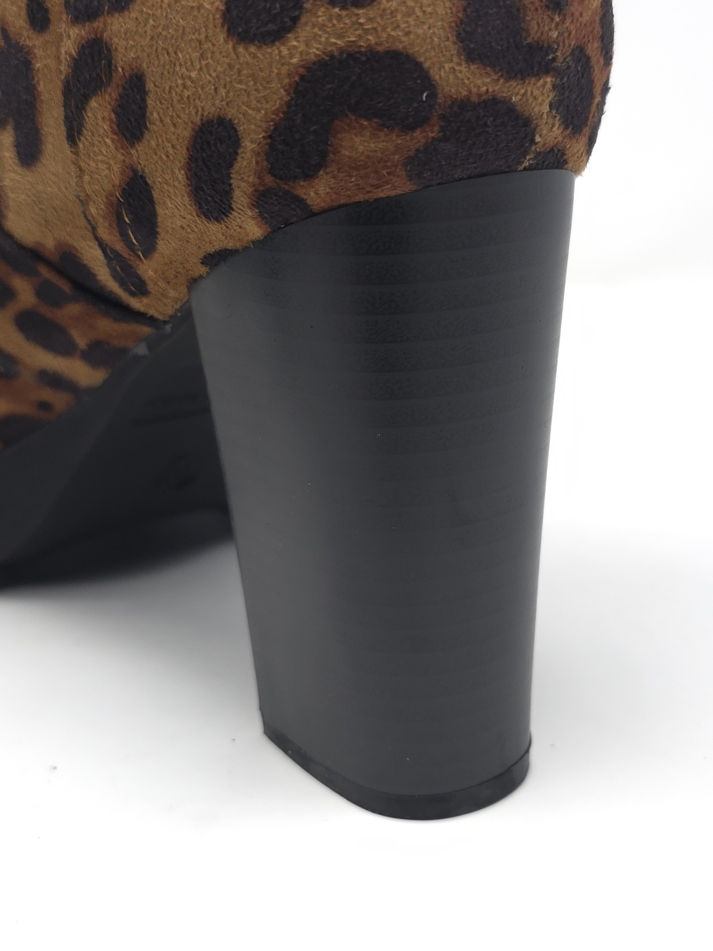 Leopard Print Chunky Heel Ankle Boots Faux Suede Lace Up Platform Zipper Trendy - Picture 10 of 12